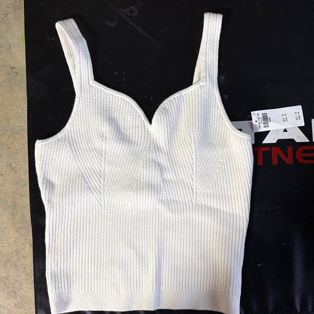 Abercrombie White Ribbed Crop Top